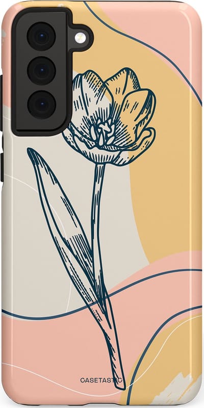 Casetastic Hoesje Geschikt voor Samsung S21 FE - Stijlvolle Beschermende Duo-layer Case - Lente tulp