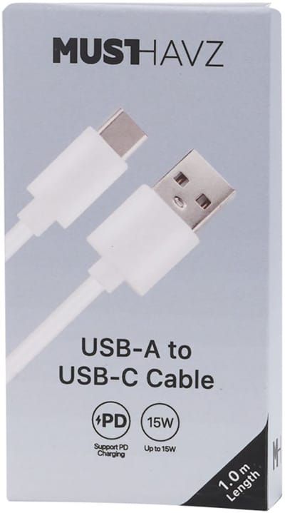 Musthavz GoEasy - USB-A naar USB-C kabel - 1.0 meter lengte - wit