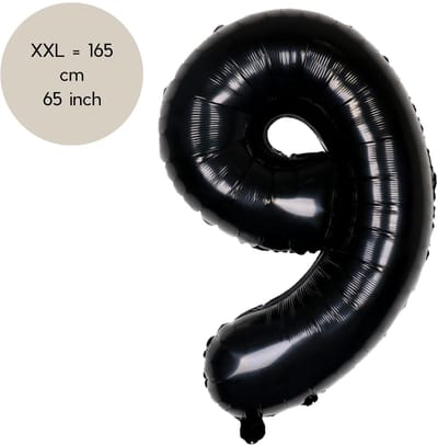 Fienosa Cijfer Ballonnen nummer 9 - Zwart - 165 cm - Helium Ballon - Verjaardag ballon - Verjaardag versiering - Leeftijd verjaardag - Verjaardagsballon - Verjaardag
