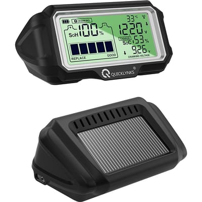 QUICKLYNKS BM5-D 12V Testeur de Batterie LED Moniteur Analyser Étanche pour la Santé de la Batterie de Voiture Outil de Test de Charge black