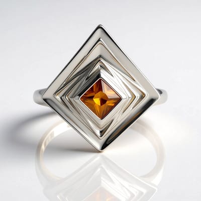 Cavill - Zilveren ring - 925 Sterling zilver geplatineerd - 0,95 ct Bruine Princess geslepen Zirkoon - Moderne ruitvorm ring - Elegante damesring
