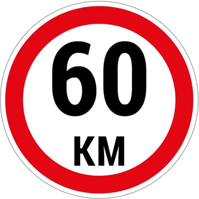 60 km bord | gecoat dibond materiaal | 10 cm