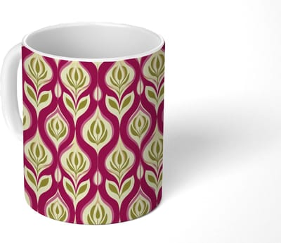 Mok - Koffiemok - Retro - Floraal - Paars - Mokken - 350 ML - Beker - Koffiemokken - Theemok