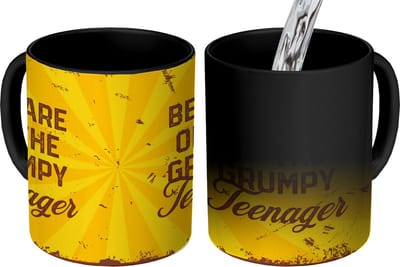 Magische Mok - Foto op Warmte Mokken - Koffiemok - Kind - Quotes - Vintage - Beware of the grumpy teenager - Magic Mok - Beker - 350 ML - Theemok - Mok met tekst