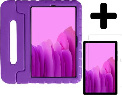 Hoes - Geschikt voor Samsung Galaxy Tab A7 (2020) - Met Screenprotector - Kinderhoes Shockproof Bumper - Kidsproof Case - Tablet Hoesje - Kinder Hoesje Cover - Paars