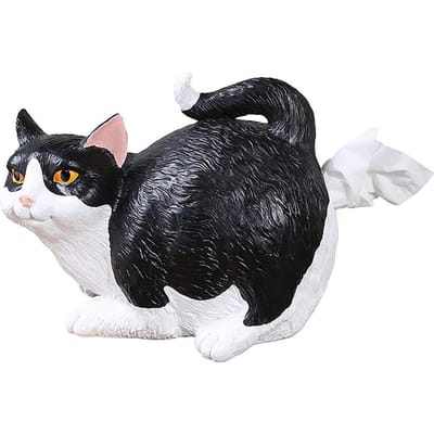 Kat Tissuehouder Cartoon Creatieve Kattenbil Tissuehouder Grappige Kat Hars Beeldje Servethouder Kattenbil Gat Hand Papierdoos Huisdecoratie black