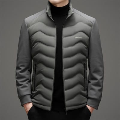 Winter Nieuwe Verdikte Donsjas Heren Eendendons Koudebestendig Zakelijk Casual Opstaande kraag Donsjas L gray
