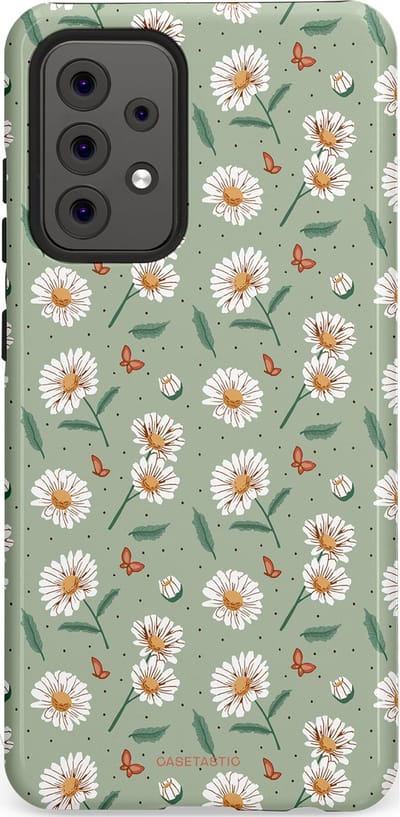 Casetastic Hoesje Geschikt voor Samsung A52 (4G/5G/s) - Stijlvolle Beschermende Duo-layer Case - Vleugels en madeliefjes