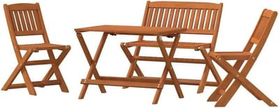 Eetset Kinderen - Picknickset Tuin - Buiten Eten - Opvouwbaar Ontwerp - 4-delig - Houtkleur