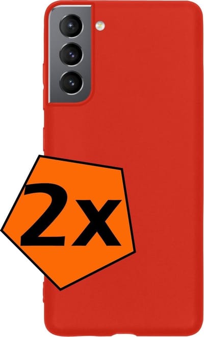 Hoes - 2 Stuks - Geschikt voor Samsung Galaxy S21 - Sterk & Shockproof - Case Siliconen - Back Cover - Telefoon Hoes - Rood