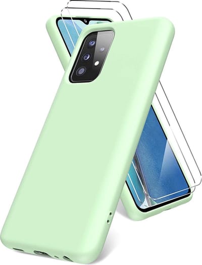 Hoesje Geschikt Voor Samsung Galaxy A72 hoesje - A72 5G / 4G hoesje Silicone Groen - Galaxy A72 Liquid Silicone Soft Nano cover - 2pack Screenprotector Galaxy A72