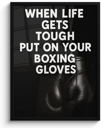 Poster in lijst - Fotolijst 60x80 cm - Posters - Tekst - Bokshandschoenen - Wit - Posterlijst zwart - Decoratie - Wanddecoratie woonkamer - Muurdecoratie slaapkamer
