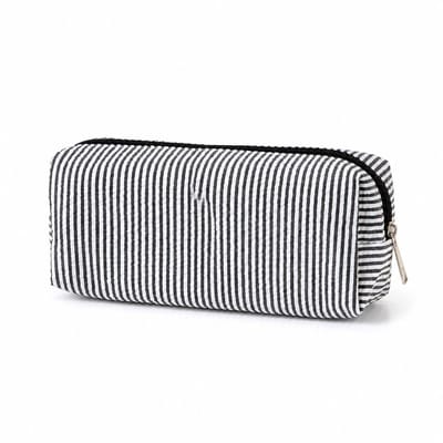 VHV-Seersucker Pennenzak - Gestreepte Etui voor School en Kantoor - Grote Opbergetui voor Schrijfwaren - Stijlvolle Reis-organizer voor Stationery - Lichtgewicht Pennetje