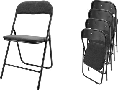 Klapstoel- Set van 4 Bijzetstoel inklapbare stoelen – Compacte en stevige vouwstoelen- Eettafelstoelen -Zwart