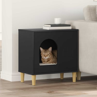 vidaXL Kattenhuis Zwart 51 x 30 x 52 cm Bewerkt hout