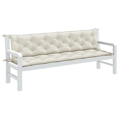 vidaXL - Tuinbankkussens - 2 - st - 200x50x7 - cm - stof - gemêleerd - crèmekleurig