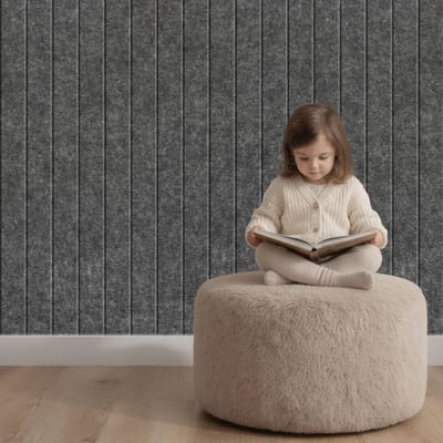 Wandpaneel vilt, lattenwand 100 mm, donkergrijs – 2950 x | 9mm dik | Verbetert de akoestiek | Eenvoudige montage | Wanddecoratie