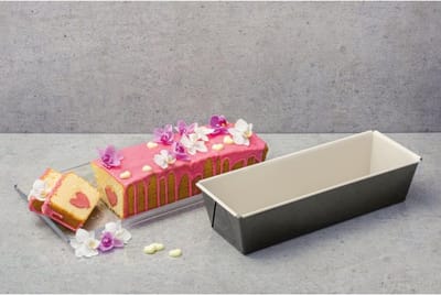 Famanu - Bak-/koningscakevorm, 30 cm baktrend, met uitstekende warmtegeleiding, van staal met keramisch versterkte antiaanbaklaag aantal: 1 stuk, kleur: crème/antraciet