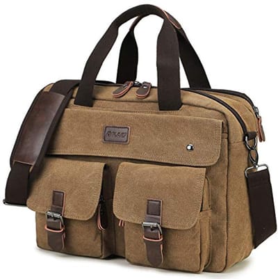 Laptoptas 14-15,6 inch - Waterbestendig Canvas met Schouderriem voor Werk en Reizen - Bruin