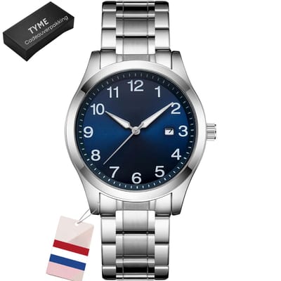 Tyme Zurich Heren Horloge - 40mm Blauw/Zilver - Goed leesbaar - Horloges voor Mannen - Polshorloge - Uurwerk - met Cadeauverpakking