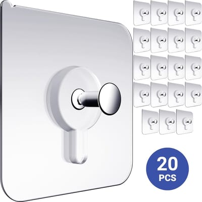 Zelfklevende Spijker - 20 stuks - Plakspijkers - Zelfklevend Ophangsysteem - Plakschroef - Schilderijhanger - Plakhaakjes Spijkers - Schilderijhaakjes - Ophanghaken - Spijkers & Nagels - Bevestigingsmaterialen - Transparant