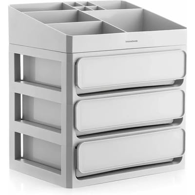 Organisateur de maquillage - Makeser - InnovaGoods - Gris - 3 tiroirs - Plateau amovible gris