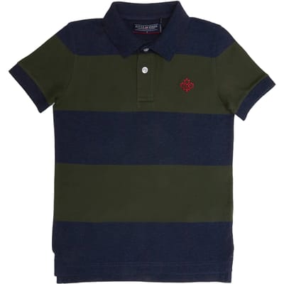 River Woods Custom Fit Striped Stretch Polo Night Blue Mix/forest Size: 4 | Shirts Outlet | Unisex | Groen