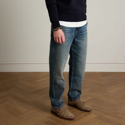 Manfield - Heren - Taupe suède gespschoenen - Maat 40