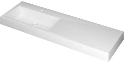 INK Momento Wastafel Polystone Wasbak Links met 1 Kraangat - 1400x450x90 mm - Glans Wit
