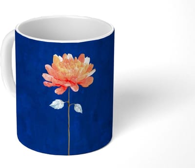 Mok - Koffiemok - Bloem - Oranje - Bladeren - Mokken - 350 ML - Beker - Koffiemokken - Theemok