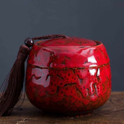 Luxueuze Urn Hond Kat Vogel – Urne – Keramiek – Urnen – Urn Voor Dieren – Urn Hond Overleden – Urn Kat – 500 ML – Rood-Belle's product