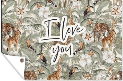 Muurdecoratie I love you - BFF - Vriendin - Vriend - Quotes - Spreuken - 180x120 cm - Tuinposter - Tuindoek