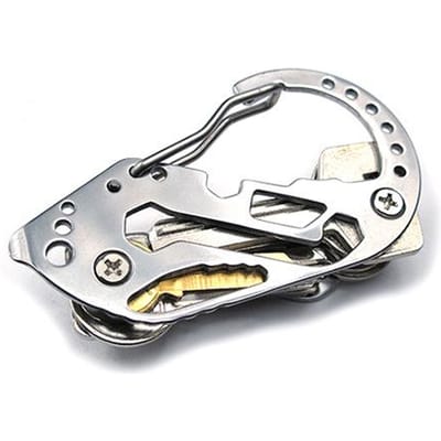 Multi Karabijnhaak Tool Utility Sleutelset EDC Clip Organizer Houder Roestvrij Staal Gadget Zak Multifunctioneel Kamp Reizen Opberg zilver