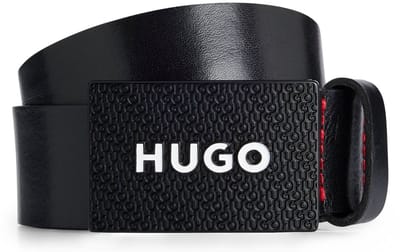 HUGO Leren Riem Gilao-Z Sz35 Leather Belt W80 Black Zwart