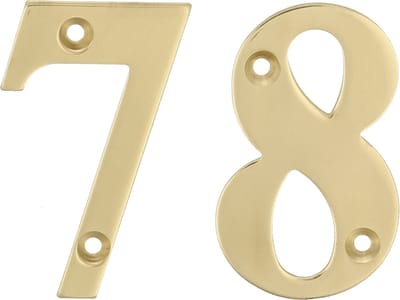 AMIG Huisnummer 78 - massief messing - 5cm - incl. bijpassende schroeven - gepolijst - goudkleur