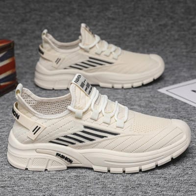 Zomer Nieuwe Heren Sneaker Mesh Ademend Flyknit Hardloopschoenen Mode Studenten Casual Schoenen 44 gray