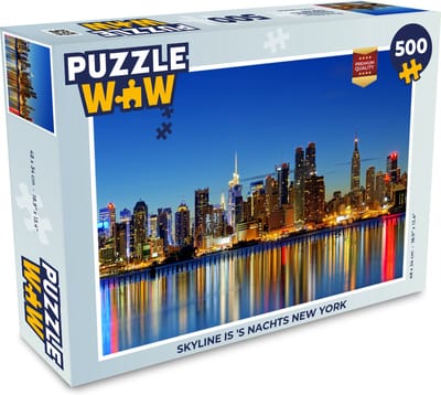 Puzzel Skyline is 's nachts New York - Legpuzzel - Puzzel 500 stukjes