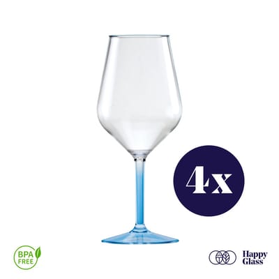 HappyGlass Lady Abigail plastic wijnglazen – Set van 4 kunststof herbruikbare wijnglazen – 47cl – Marine Blue steel – BPA-vrij Tritan