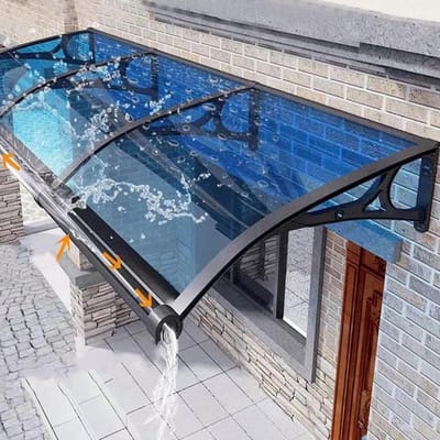 Buitendeur Luifel - Terrasoverkapping Modern - Bescherming tegen weer - Schokbestendig en stil - 80 x 450 cm - Blauw Zwart