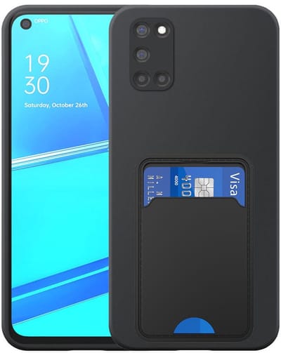Geschikt voor Oppo A52 / A72 4G Telefoonhoesje met TPU Pasjeshouder - Flexible Back Cover Case Siliconen TPU with Cardslot - Zwart - Smartphonica geschikt voor Oppo A52;Oppo A72 4G