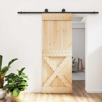 vidaXL - Schuifdeur - 80 - x - 210 - cm - Massief - Pine - Hout - (Onbehandeld)