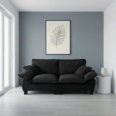 MODFU 2-Zits Modulaire Bank - Gebogen Armleuningen - Modern - Voor Appartement - Chenille - Zwart - 194 X 82 X 90 Cm