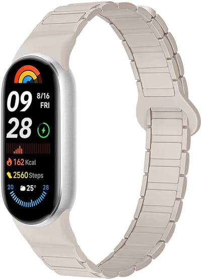 FFO2World Magnetic Bandje – Geschikt voor Xiaomi Smart Band 10 / Xiaomi Smart Band 9 / Xiaomi Smart Band 8 – Zacht Siliconen Sport Horlogebandje met Sterke Magneet voor Xiaomi Mi Band 8 / 9 / 10 (Starlight)