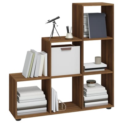 vidaXL - Boekenkast - trapvormig - 107 - cm - bewerkt - hout - bruin - eikenkleur