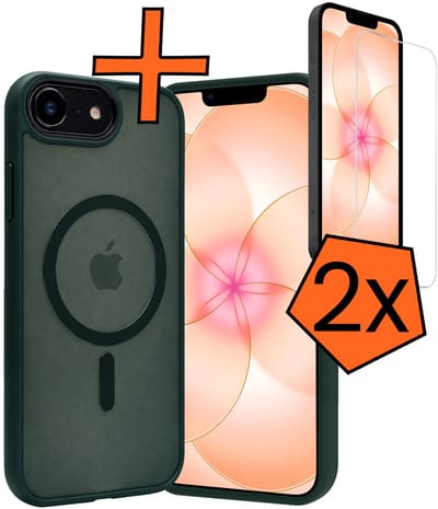Hoes - Met 2x Screenprotector - Geschikt voor Apple iPhone 17e - Magsafe Compatible - Sterk & Shockproof - Back Cover - Shock Proof Case - Telefoon Hoes - Donkergroen