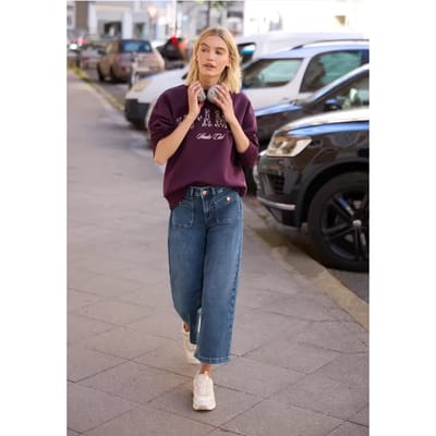 Jeans met Mid Waist-taille en Wide Leg-pijpen in een Loose Fit-pasvorm