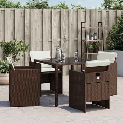 vidaXL - Tuinstoelen - 4 - st - met - kussens - poly - rattan - bruin