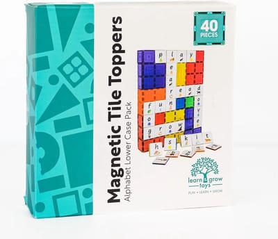 Learn & Grow - Magnetische Tegel Toppers - Alfabet Kleine Letters Pakket - 40 Stuks - Magnetische Bouwstenen Opzetstukken