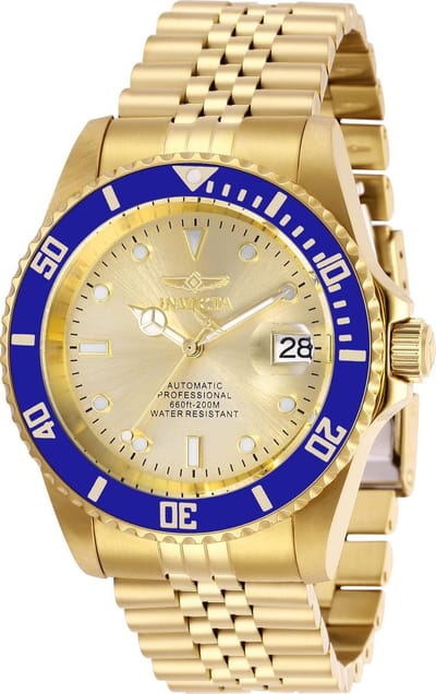 Invicta Pro Diver  29185 Heren Horloge - Automatisch Uurwerk - Roestvrij Staal met gouden Wijzerplaat - 42mm