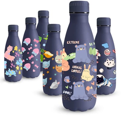Dailygoods- Thermosfles 350 ml - Dubbelwandig Roestvrij Staal - BPA-vrij - Lekvrij - Uniek 3D-printdesign - Perfect voor Kinderen - Drinkfles